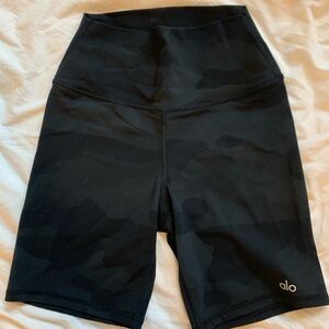 Alo Black Camo Biker Shorts